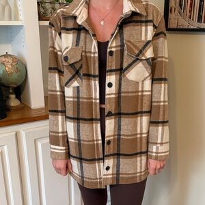 Thread & Supply Tan Plaid Utility Jacket